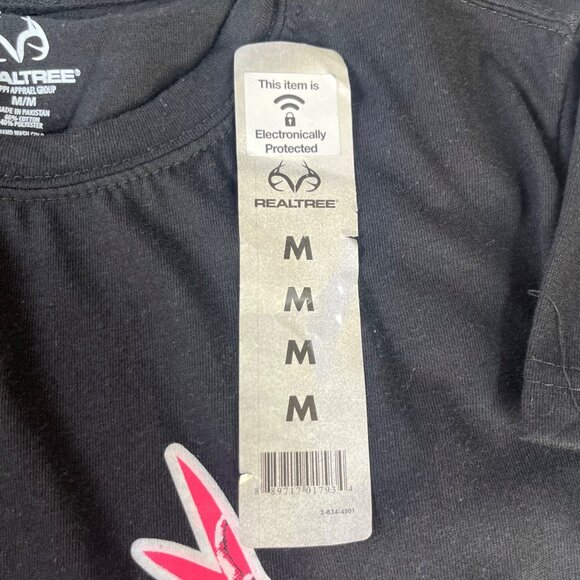 Realtree Camo Logo Short Sleeve Tshirt Womens Medium Black Pink New Hunting - Picture 9 of 9